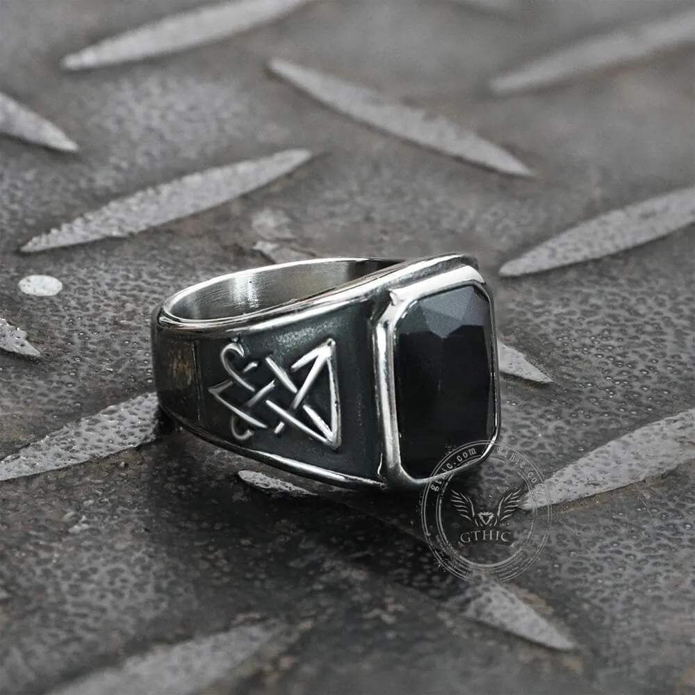 Lucifer Symbol Black Gem Stainless Steel Ring sold by GTHIC product image thumbnail 4