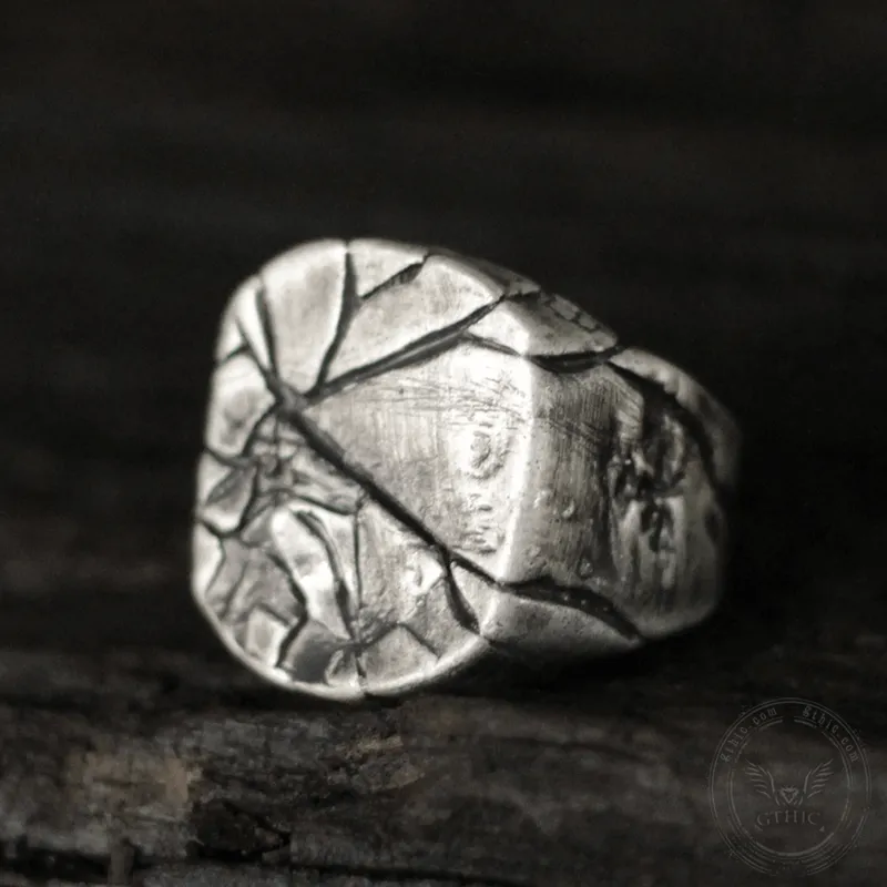 Cracked Stone Texture Sterling Silver Brass Ring sold by GTHIC