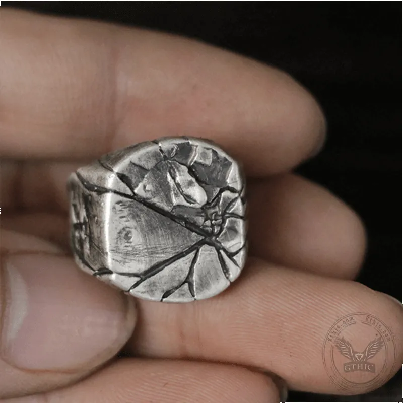 Cracked Stone Texture Sterling Silver Brass Ring sold by GTHIC product image thumbnail 2