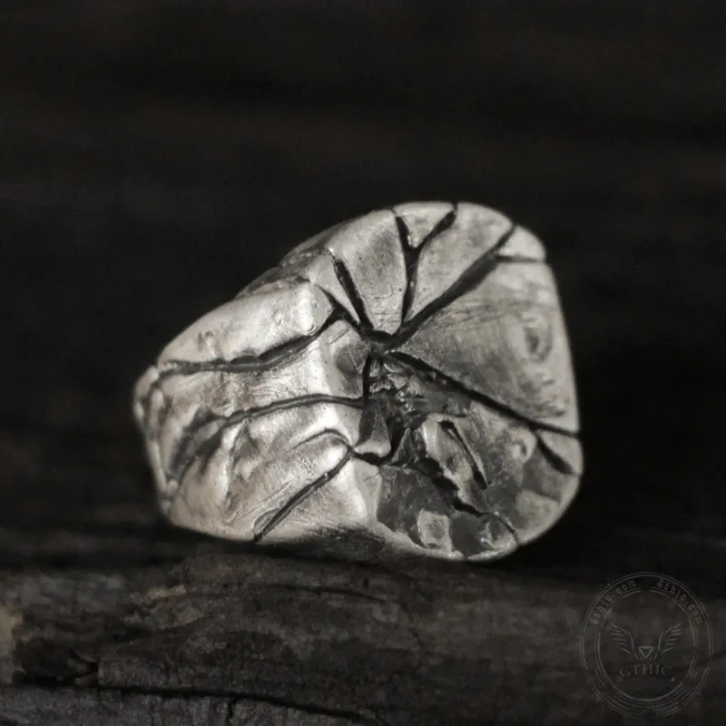 Cracked Stone Texture Sterling Silver Brass Ring sold by GTHIC product image thumbnail 4