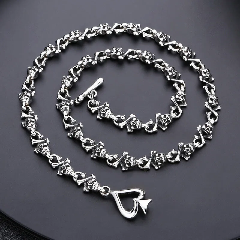Ace Of Spades Sterling Silver Skull Necklace sold by GTHIC