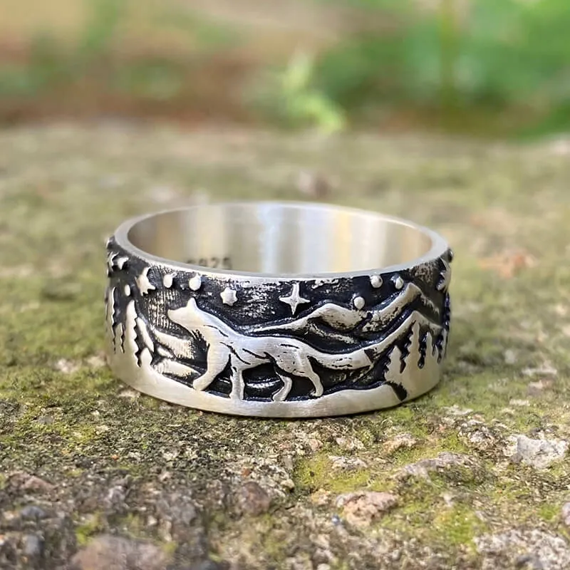 Loyal Wolf Pattern Sterling Silver Embossed Ring sold by GTHIC