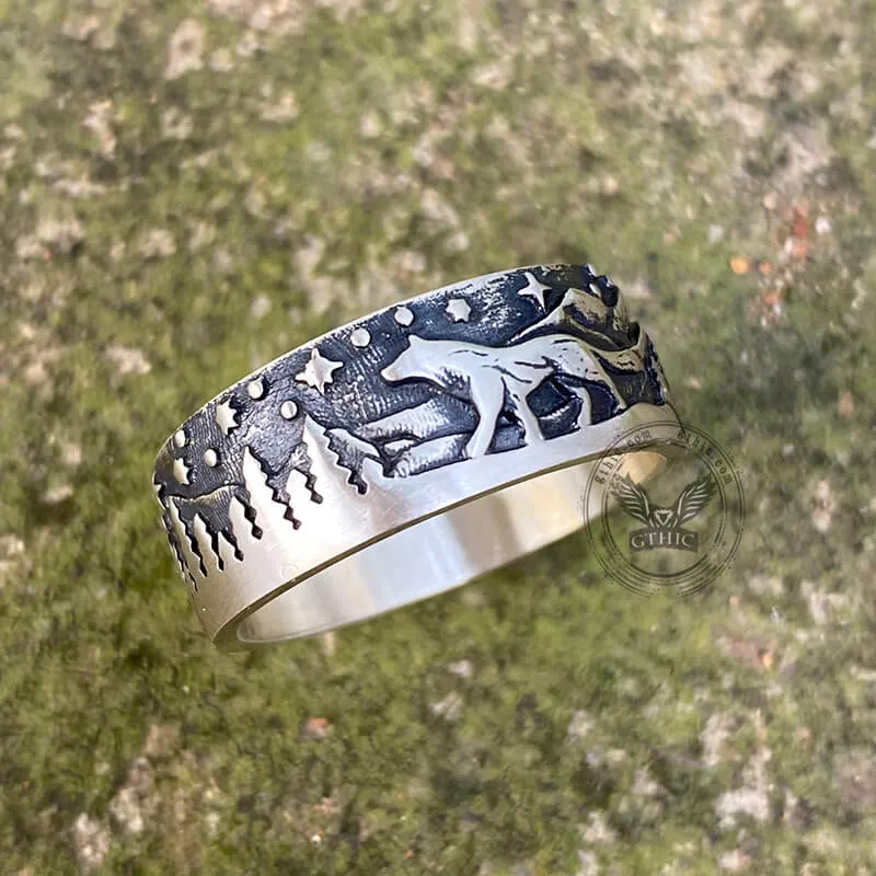 Loyal Wolf Pattern Sterling Silver Embossed Ring sold by GTHIC product image thumbnail 5
