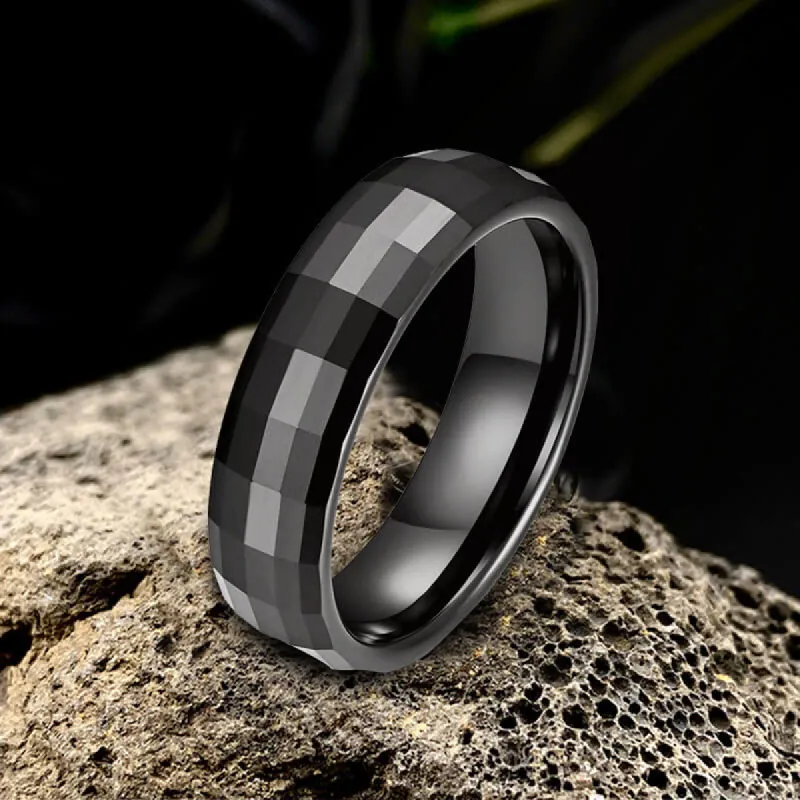 Black Rectangular Faceted Ceramic Ring sold by GTHIC