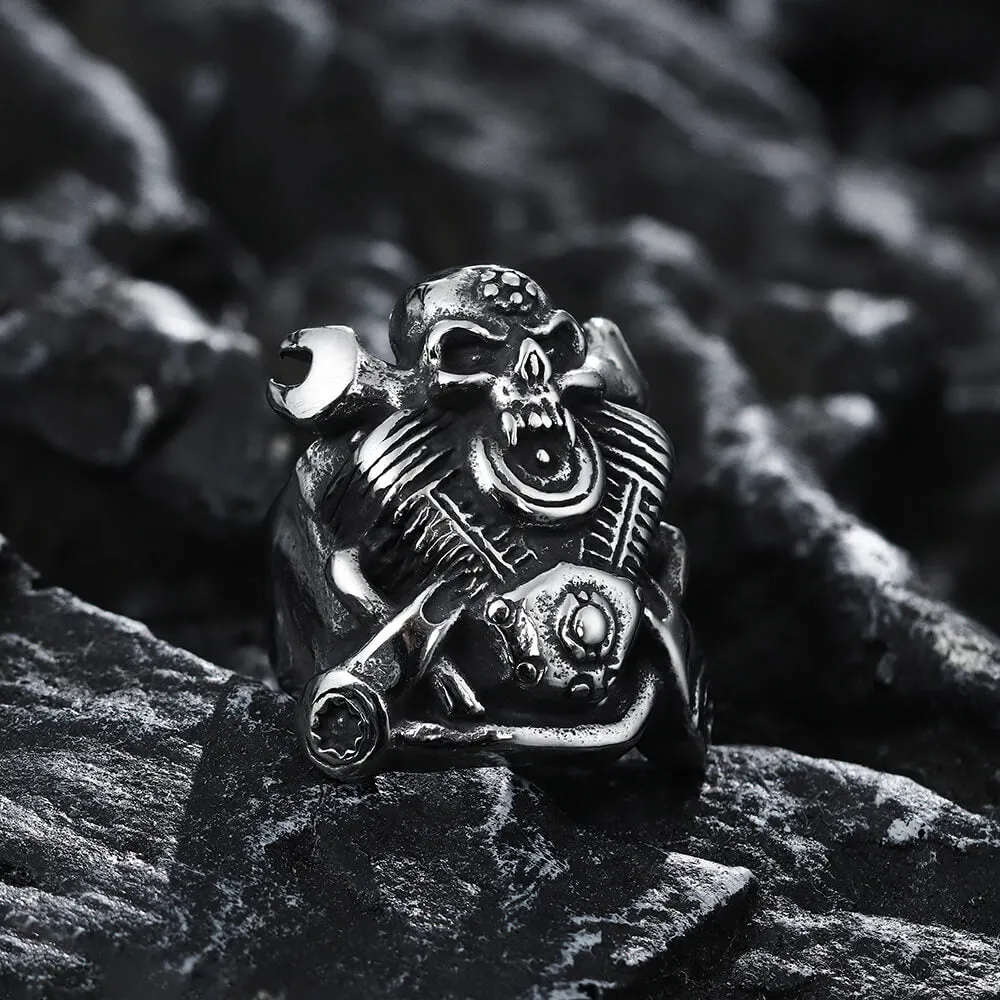 Engine Wrench Stainless Steel Skull Ring sold by GTHIC product image thumbnail 5
