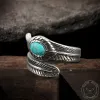 Vintage Turquoise Feather Stainless Steel Ring sold by GTHIC