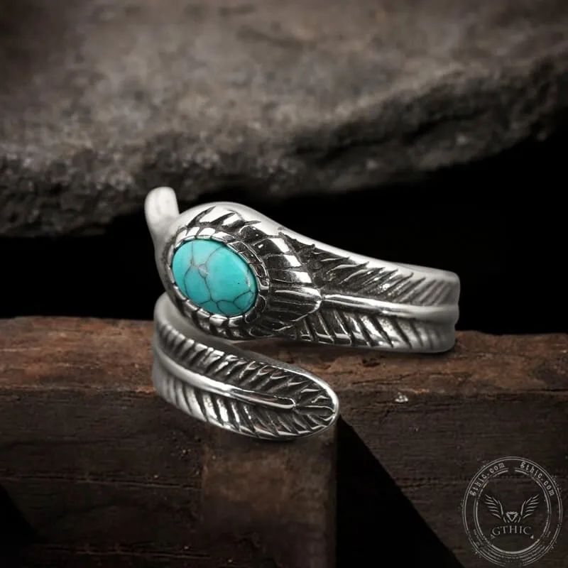 Vintage Turquoise Feather Stainless Steel Ring sold by GTHIC product image thumbnail 3