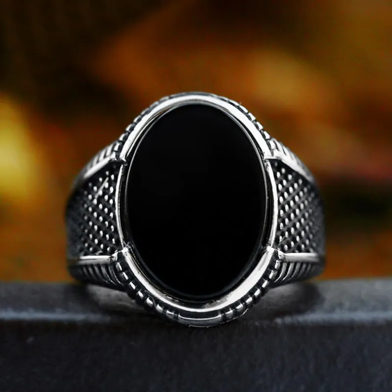 Vintage Polka Dot Black Zircon Stainless Steel Ring sold by GTHIC