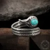 Vintage Turquoise Feather Stainless Steel Ring sold by GTHIC