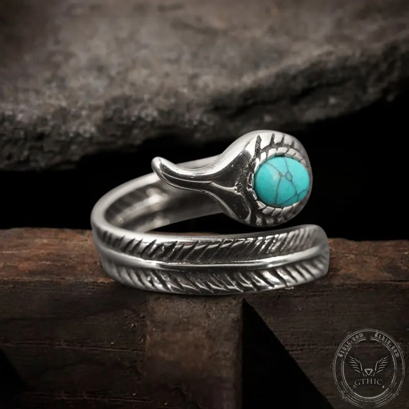 Vintage Turquoise Feather Stainless Steel Ring sold by GTHIC product image thumbnail 2
