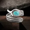 Vintage Turquoise Feather Stainless Steel Ring sold by GTHIC