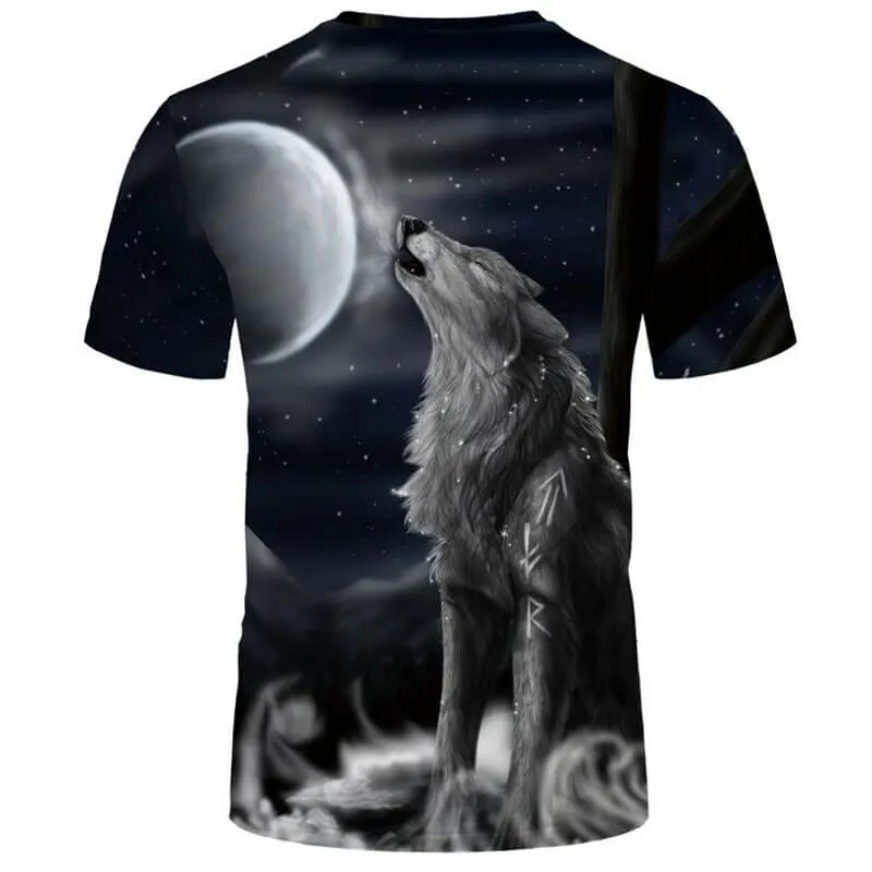 Lone Wolf Moonwatch Polyester Animal T-shirt sold by GTHIC product image thumbnail 4
