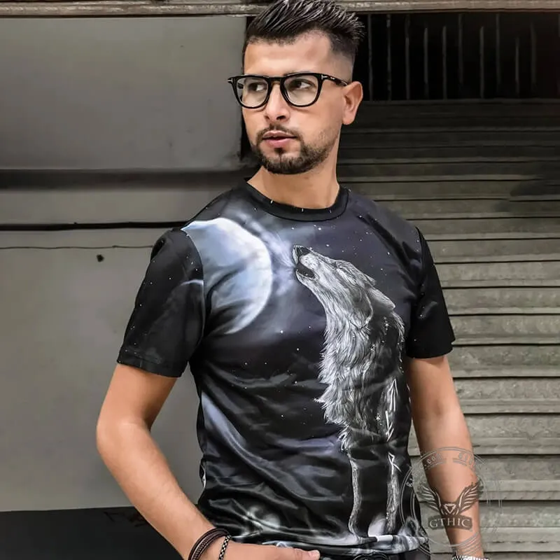 Lone Wolf Moonwatch Polyester Animal T-shirt sold by GTHIC product image thumbnail 2