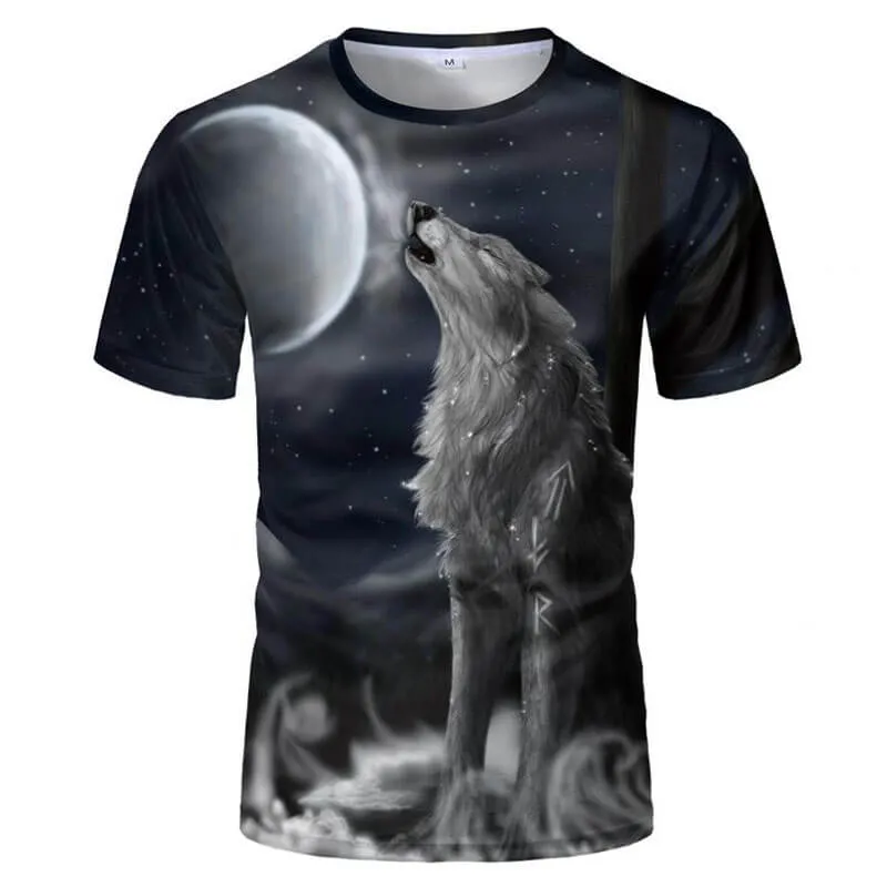 Lone Wolf Moonwatch Polyester Animal T-shirt sold by GTHIC