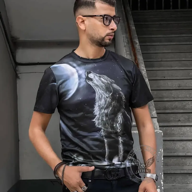 Lone Wolf Moonwatch Polyester Animal T-shirt sold by GTHIC product image thumbnail 3