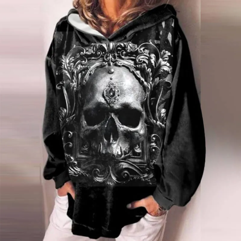 Gothic Skull Print Pullover Hoodie sold by GTHIC product image thumbnail 5