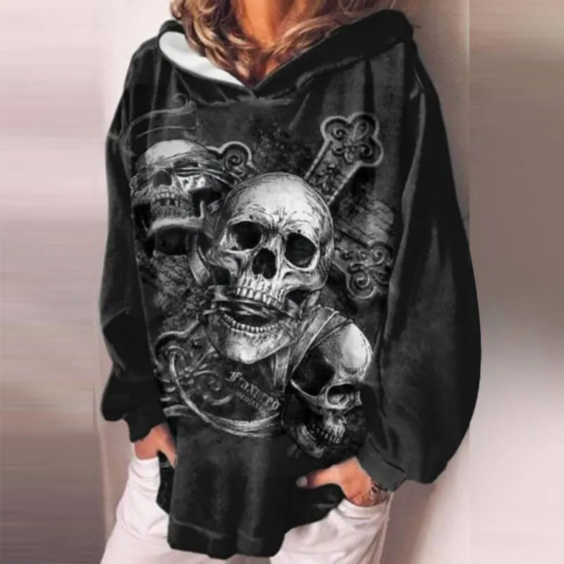 Gothic Skull Print Pullover Hoodie sold by GTHIC product image thumbnail 4