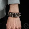 Punk Crossbones Skull Pu Leather Spiked Bracelet sold by GTHIC