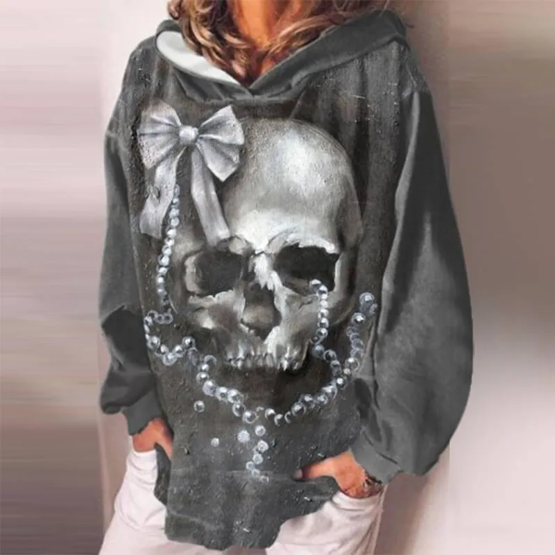Gothic Skull Print Pullover Hoodie sold by GTHIC product image thumbnail 3