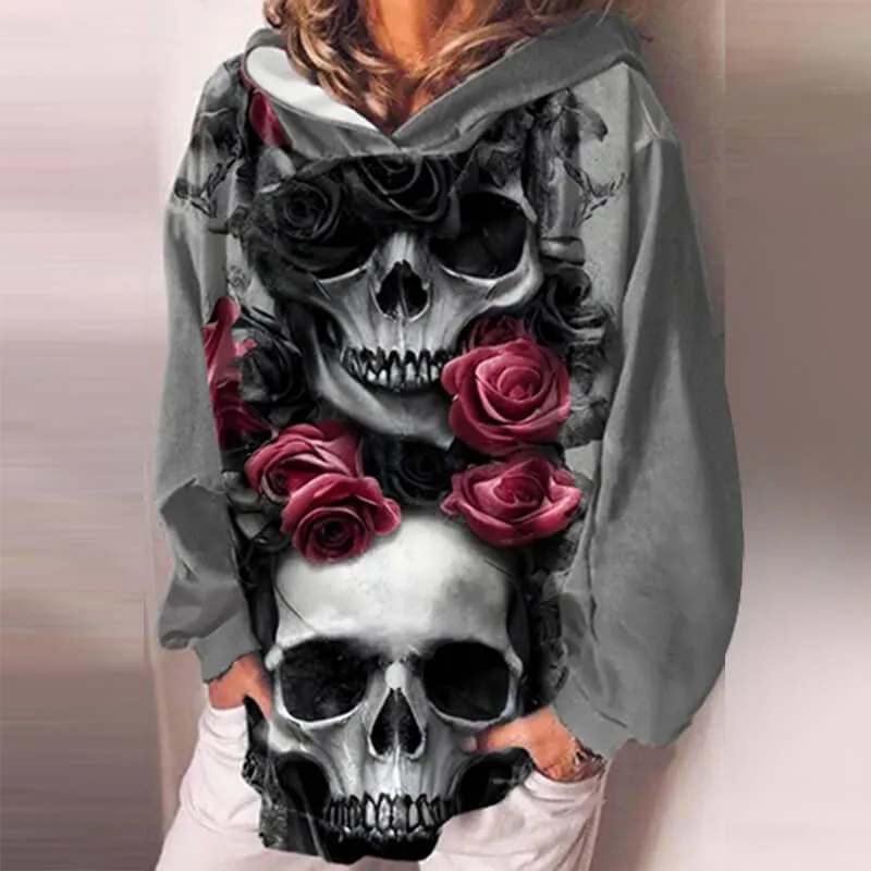 Gothic Skull Print Pullover Hoodie sold by GTHIC