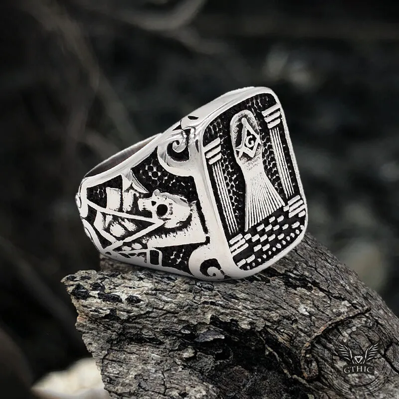 Vintage Masonic Stainless Steel Men's Ring sold by GTHIC product image thumbnail 3