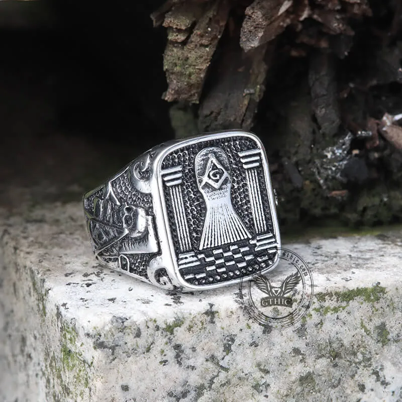 Vintage Masonic Stainless Steel Men's Ring sold by GTHIC product image thumbnail 4