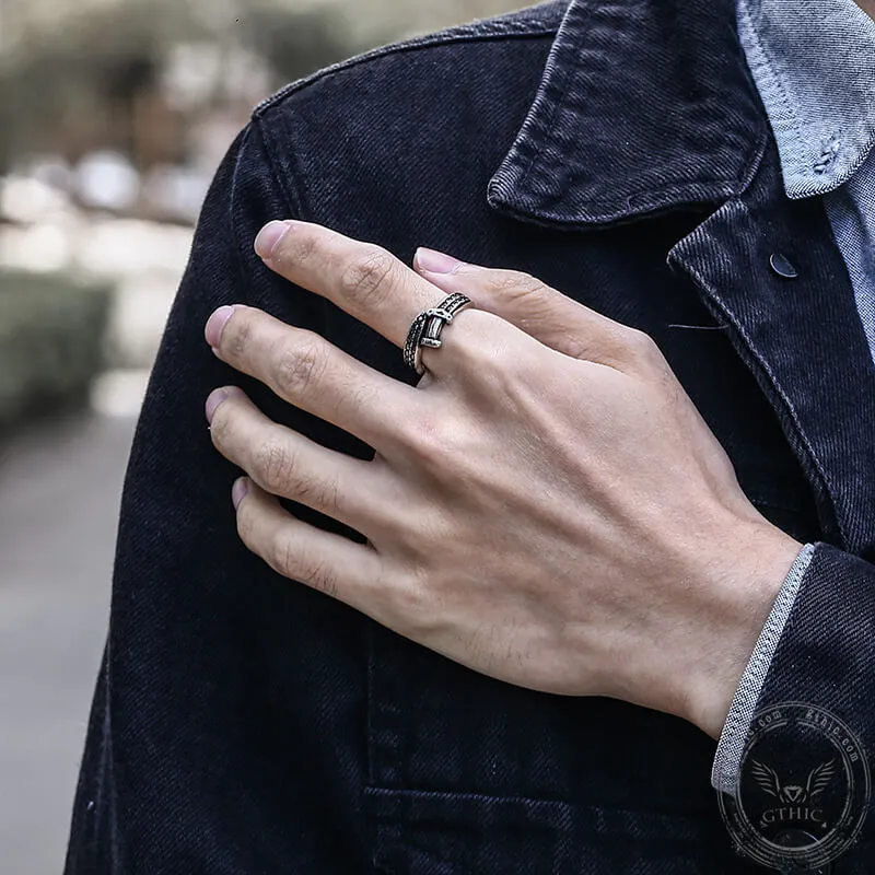 Punk Curved Sword Stainless Steel Ring sold by GTHIC product image thumbnail 2