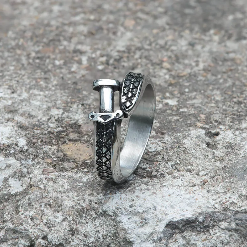 Punk Curved Sword Stainless Steel Ring sold by GTHIC