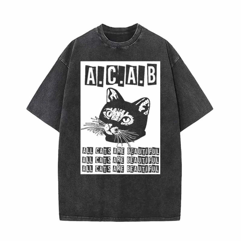 All Cats Are Beautiful ACAB Vintage Washed T-shirt sold by GTHIC