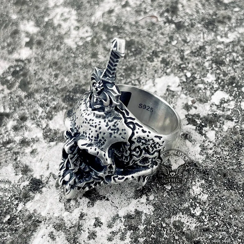 Sword Piercing Skull Sterling Silver Ring sold by GTHIC product image thumbnail 5