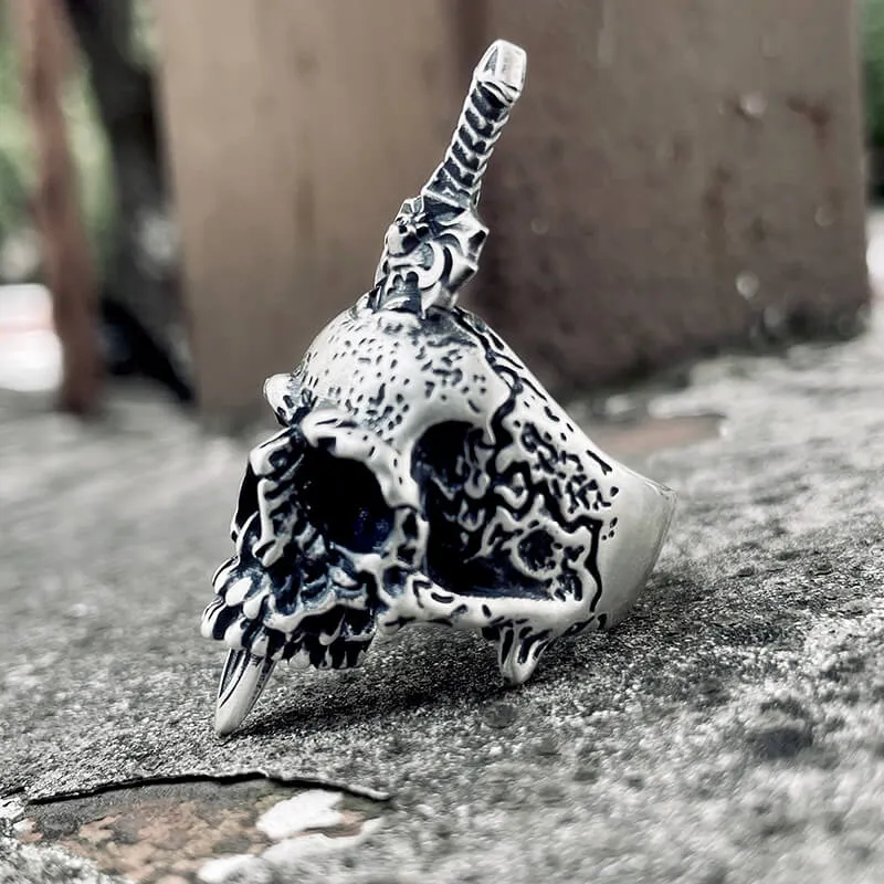Sword Piercing Skull Sterling Silver Ring sold by GTHIC product image thumbnail 4