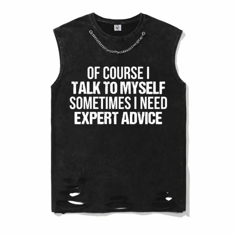 I Talk To Myself Vintage Washed Cotton Vest Top sold by GTHIC