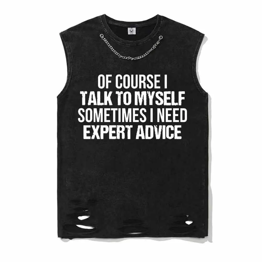 I Talk To Myself Vintage Washed Cotton Vest Top sold by GTHIC