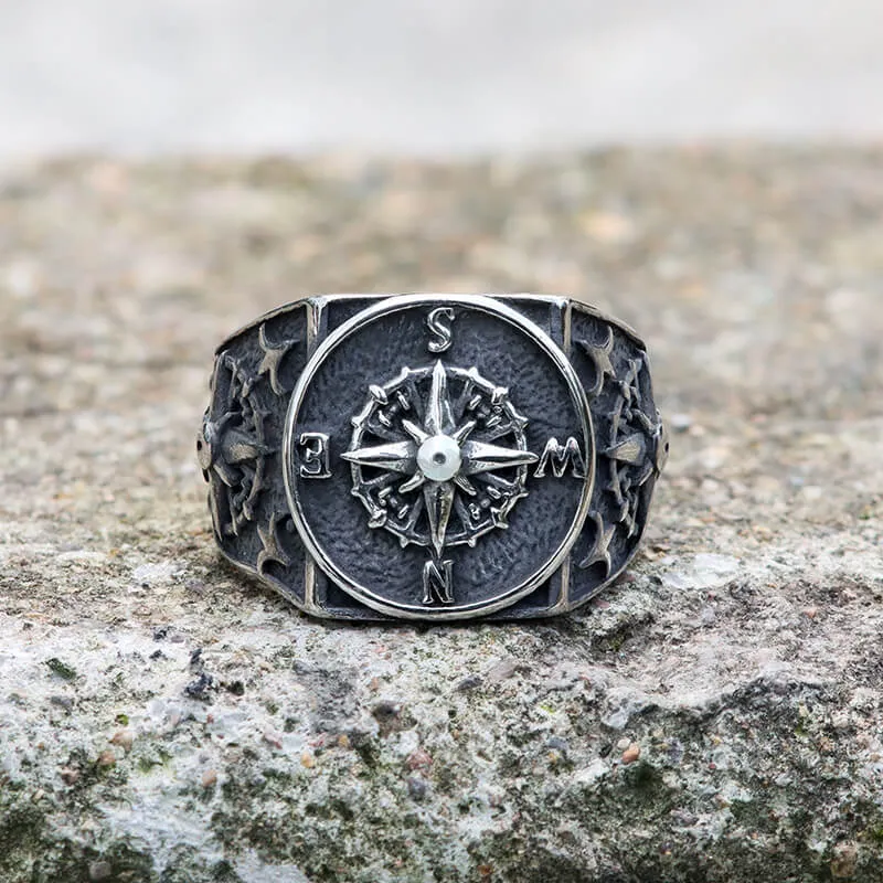 Compass Design Stainless Steel Marine Ring sold by GTHIC