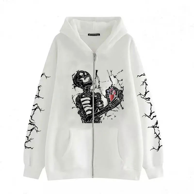 Gothic Skull Print Cotton Hoodie Coat sold by GTHIC product image thumbnail 2