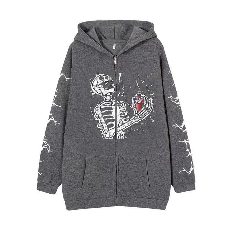 Gothic Skull Print Cotton Hoodie Coat sold by GTHIC product image thumbnail 3