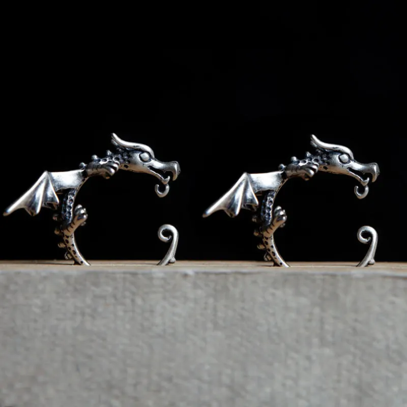 Gothic Dragon Sterling Silver Ear Cuff Earring made by GTHIC