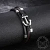 Vintage Multilayer Leather Anchor Stainless Steel Bracelet sold by GTHIC