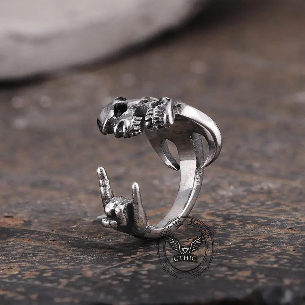 Retro Rock Skull Stainless Steel Open Ring sold by GTHIC product image thumbnail 5