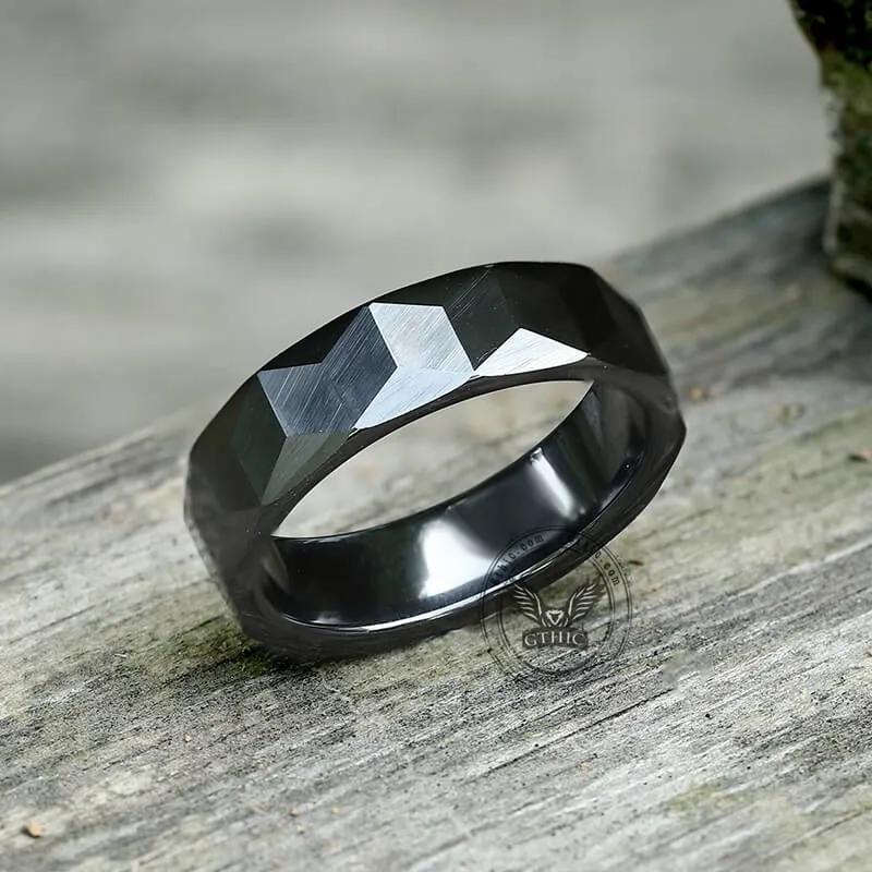 Black Polished Faceted Ceramic Band Ring sold by GTHIC product image thumbnail 4