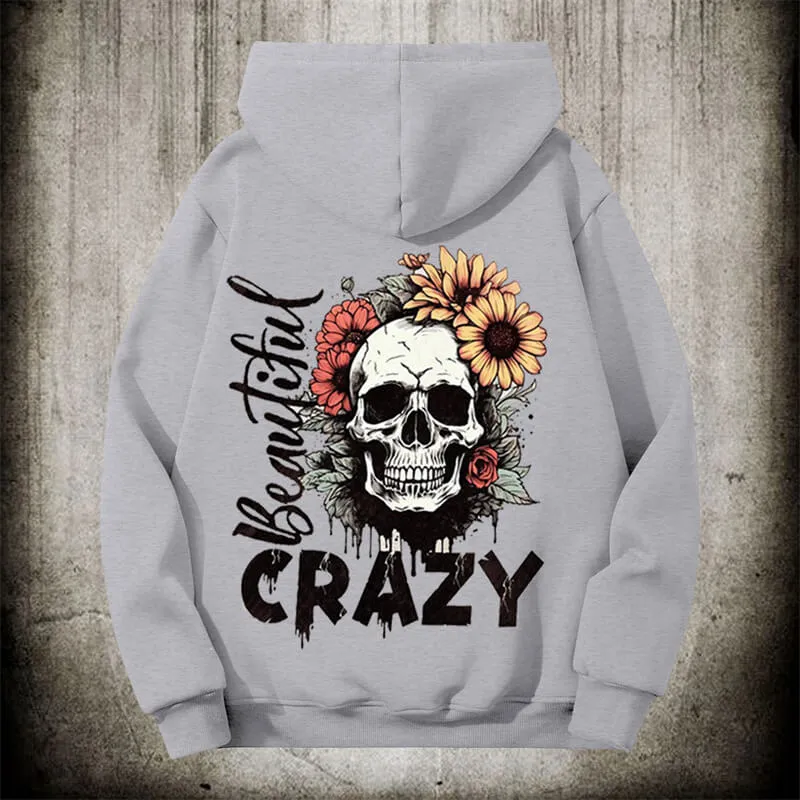 Crazy Flower Sugar Skull Fleece Hoodie sold by GTHIC product image thumbnail 5