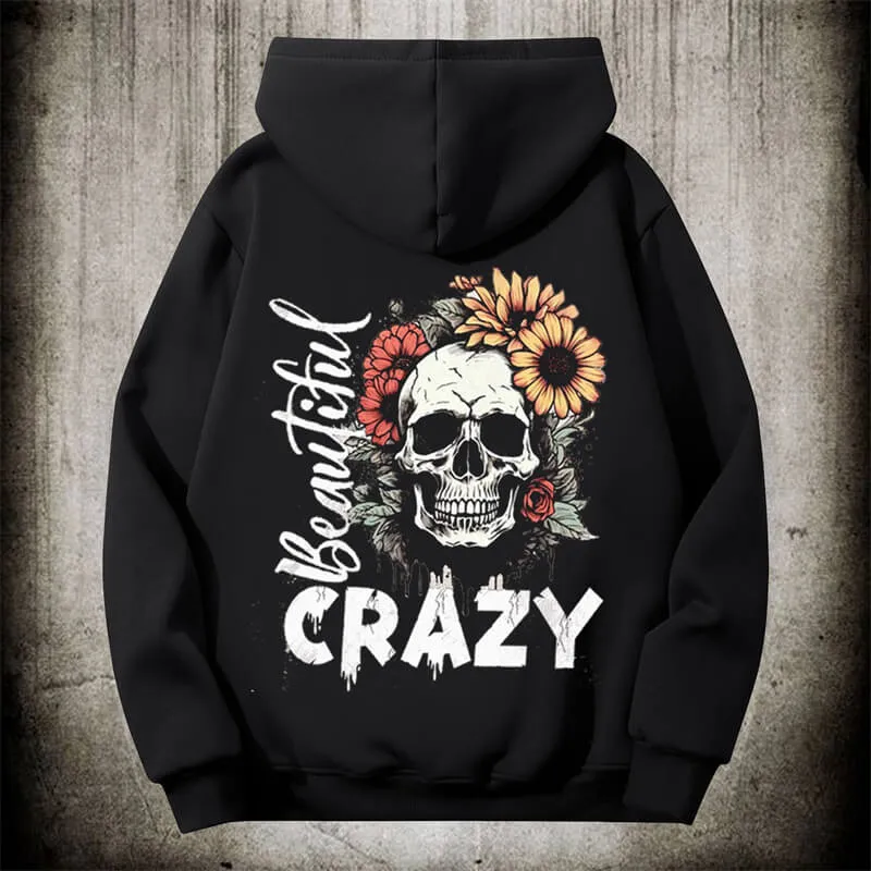 Crazy Flower Sugar Skull Fleece Hoodie sold by GTHIC product image thumbnail 4
