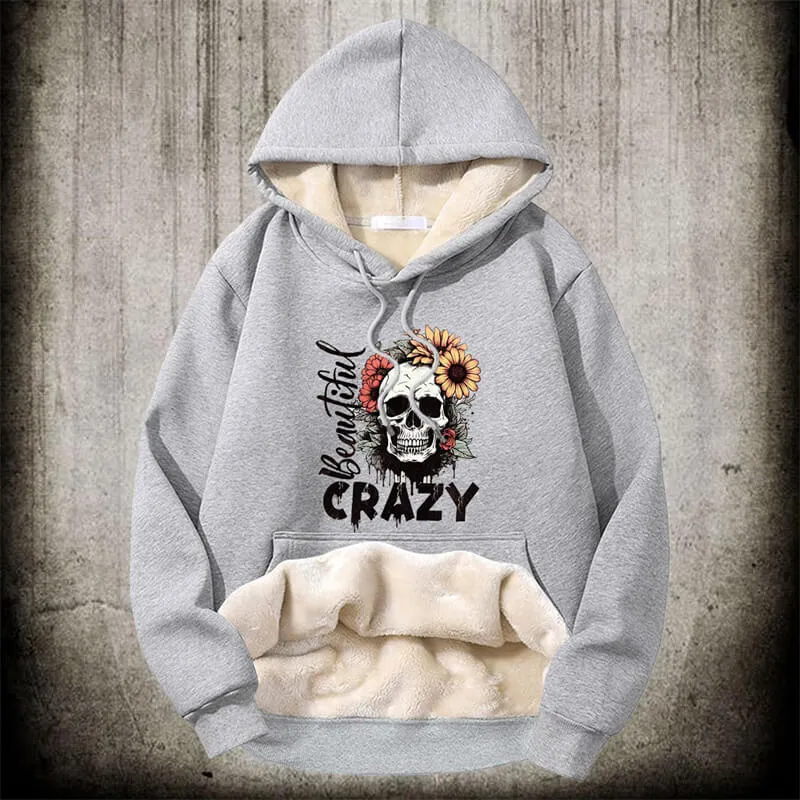 Crazy Flower Sugar Skull Fleece Hoodie sold by GTHIC product image thumbnail 2