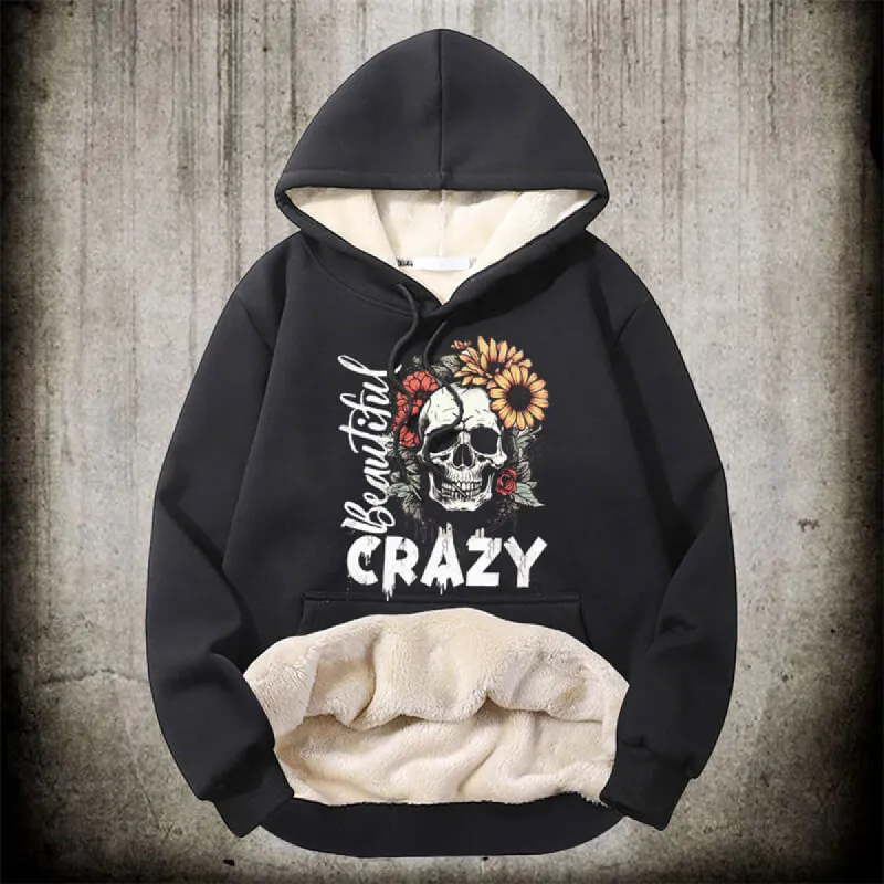 Crazy Flower Sugar Skull Fleece Hoodie sold by GTHIC
