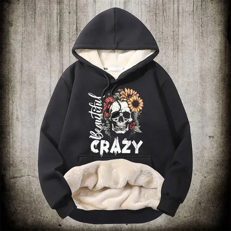 Crazy Flower Sugar Skull Fleece Hoodie sold by GTHIC