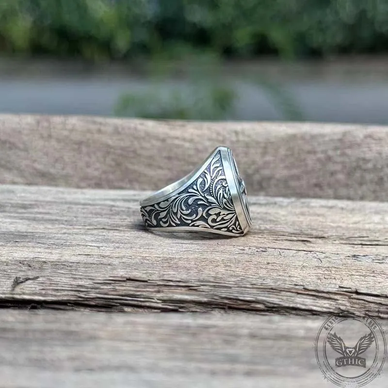 Compass Rose Signet Sterling Silver Ring sold by GTHIC product image thumbnail 4