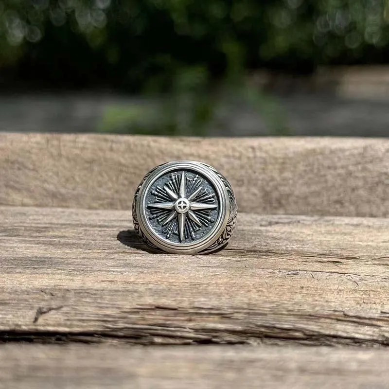 Compass Rose Signet Sterling Silver Ring sold by GTHIC product image thumbnail 2