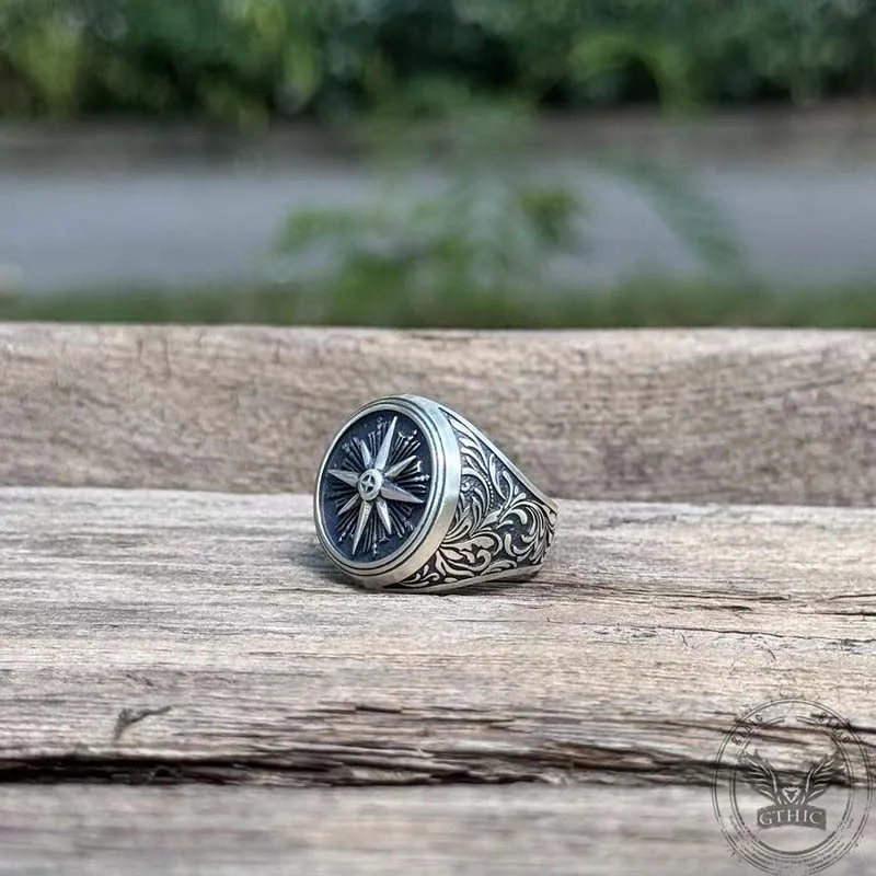 Compass Rose Signet Sterling Silver Ring sold by GTHIC product image thumbnail 3