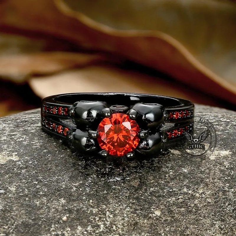Gothic Skulls Red Zircon Brass Ring sold by GTHIC product image thumbnail 3