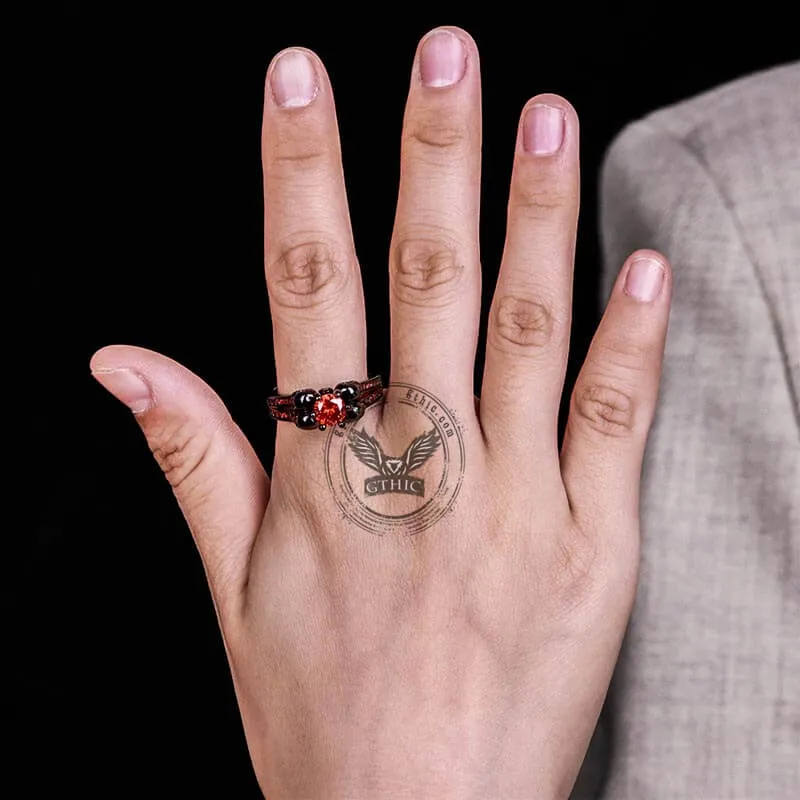 Gothic Skulls Red Zircon Brass Ring sold by GTHIC product image thumbnail 2